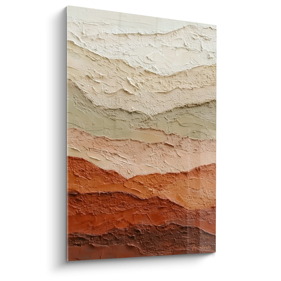 Obraz Krajobraz Abstrakcyjny o Teksturze w Odcieniach Ochry i Ziemi - Warstwy Mineralne - Edycja Feng Shui Północno-Wschodni Element Ziemi