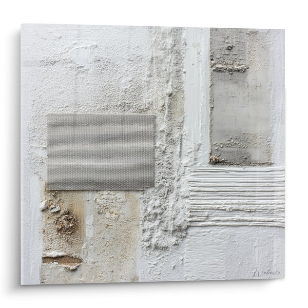 Abstracte compositie abstract texturen wit en beige geometrisch - Minerale Harmonie - Feng Shui Noordoost Metaal Editie