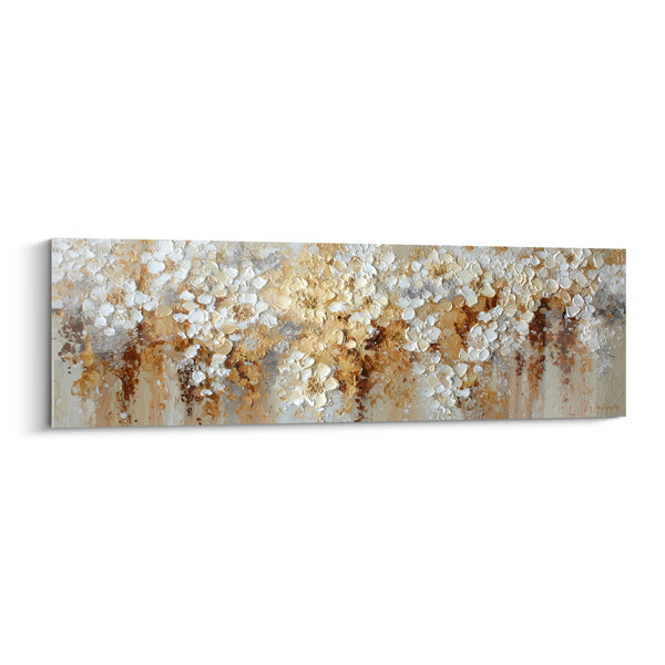 Tableau abstrait textures dorées et blanches nacrées - Harmonie minérale - Edition Feng shui Centre Terre