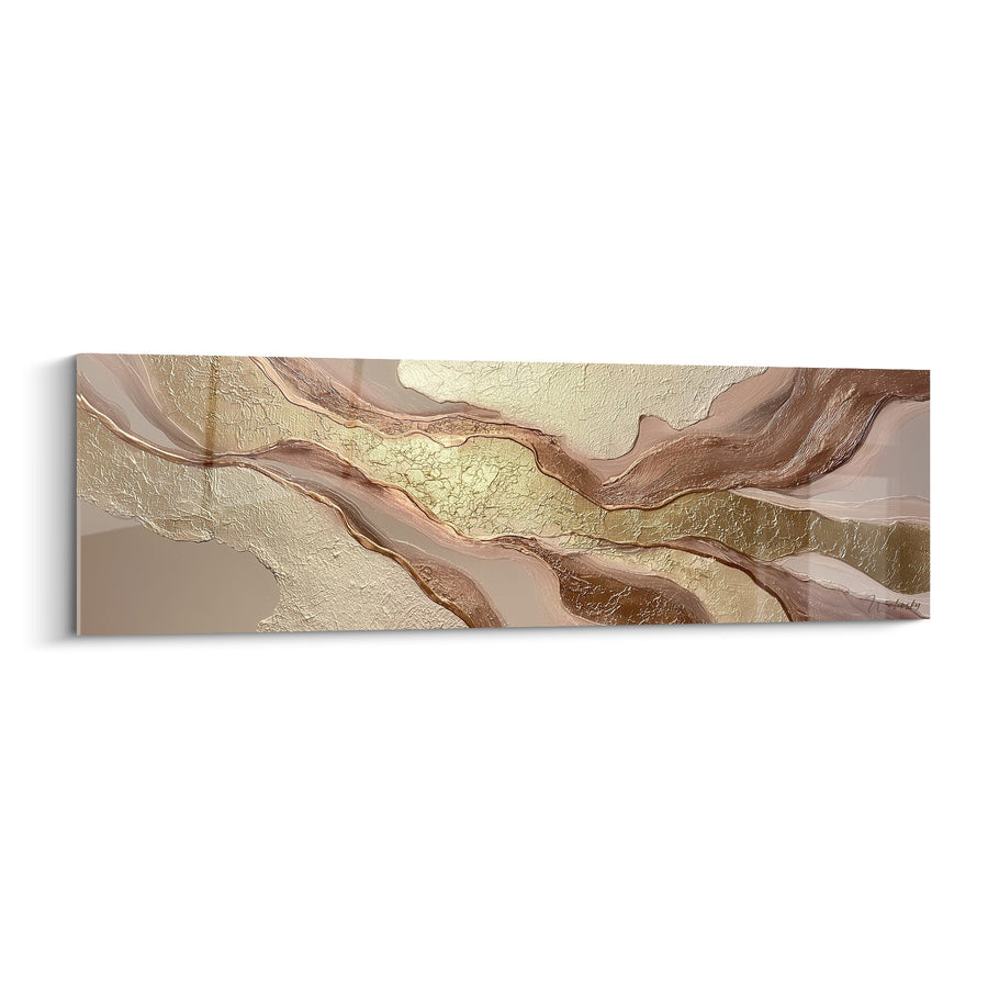 Tableau Abstrait Vagues Dorées et Cuivrées - Harmonie Terrestre - Edition Feng shui Centre Terre