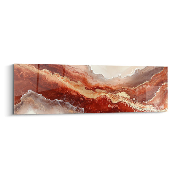 Abstract Schilderij Rode Terracotta en Beige Golven - Mineraal Vloeibaarheid - Feng Shui Editie Aarde Centrum