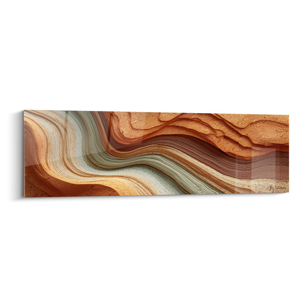 Abstract schilderij Golvende golven Land en Zand - Minerale Harmonie - Feng shui Noord-Oost Aarde editie