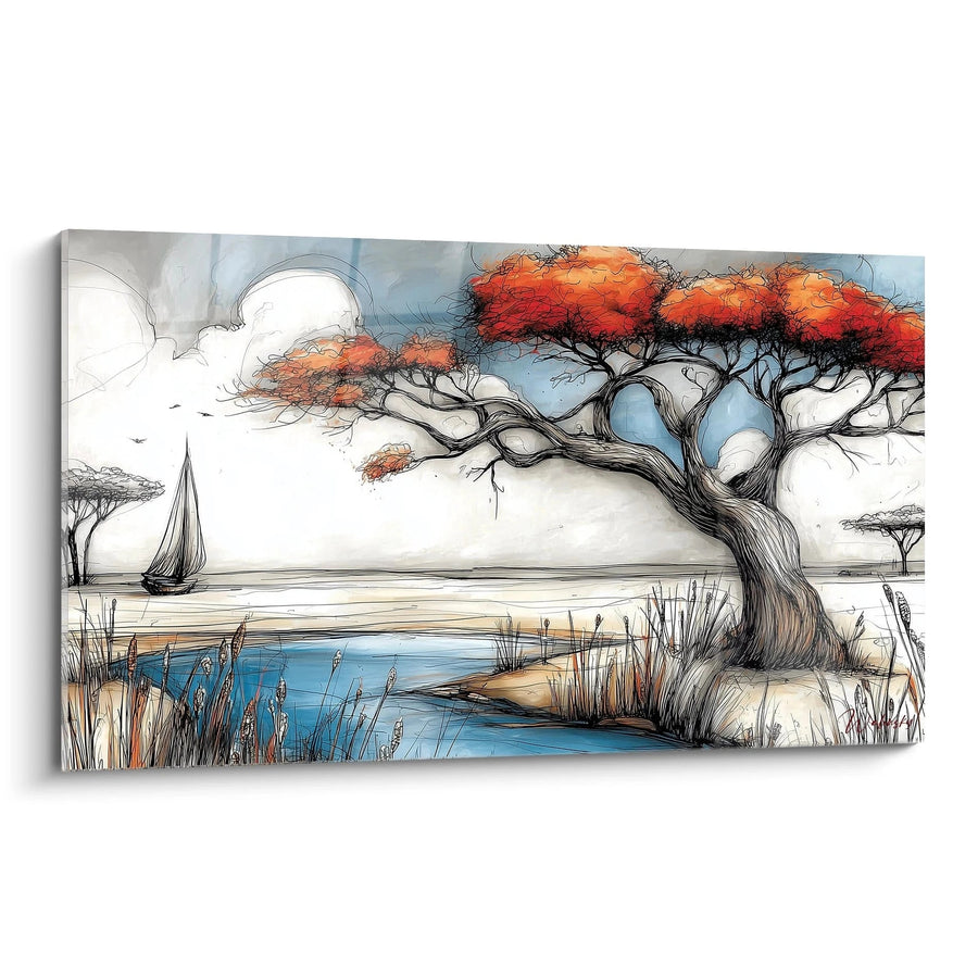 Acacia Secret Oasis Painting - African Landscape Edition