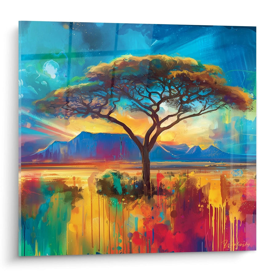 Acacia Tree Roots of the Red Continent Painting - African Landscape Edition