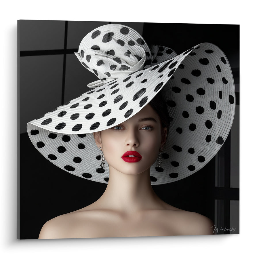 Tableau Chapeau blanc à pois noirs immense - Allure graphique - Edition Accessoires de mode