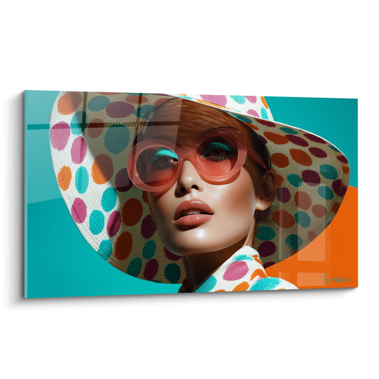 Painting Woman with Turquoise and Orange Hat - Summer Flair - Fashion Accessories Edition