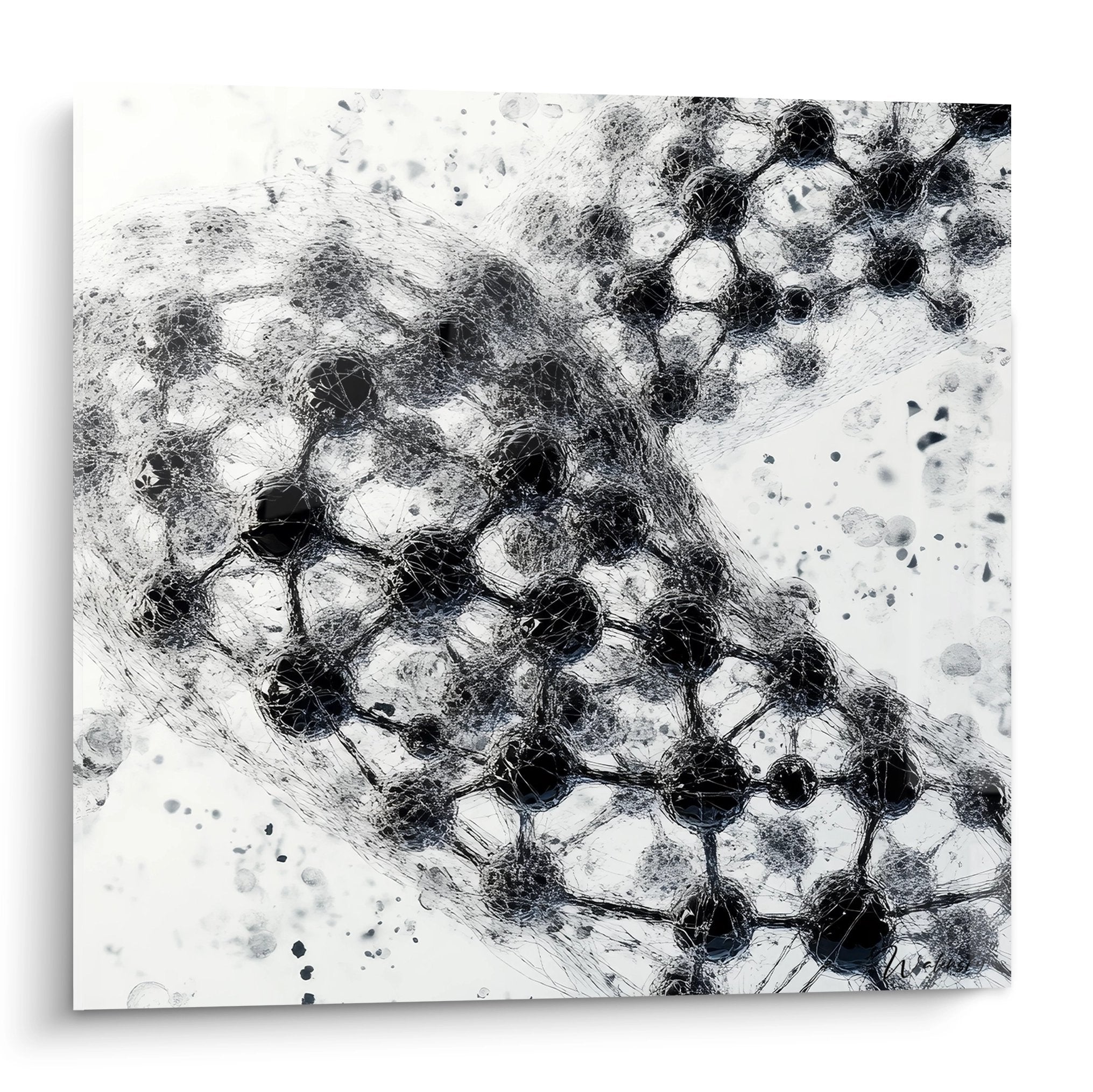 Tableau mural ADN constellation génétique noir blanc structure moléculaire art scientifique