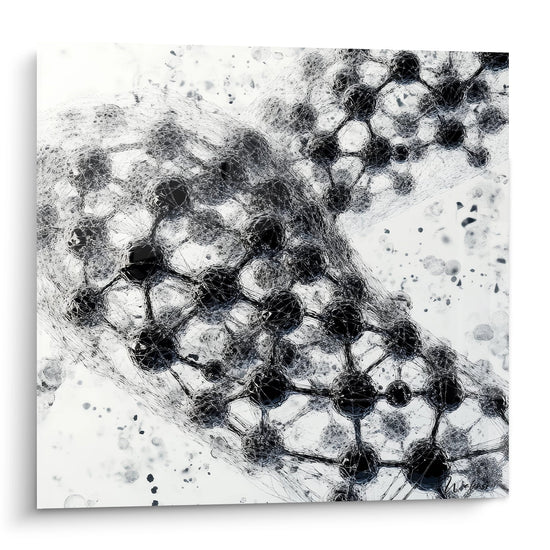 Tableau mural ADN constellation génétique noir blanc structure moléculaire art scientifique