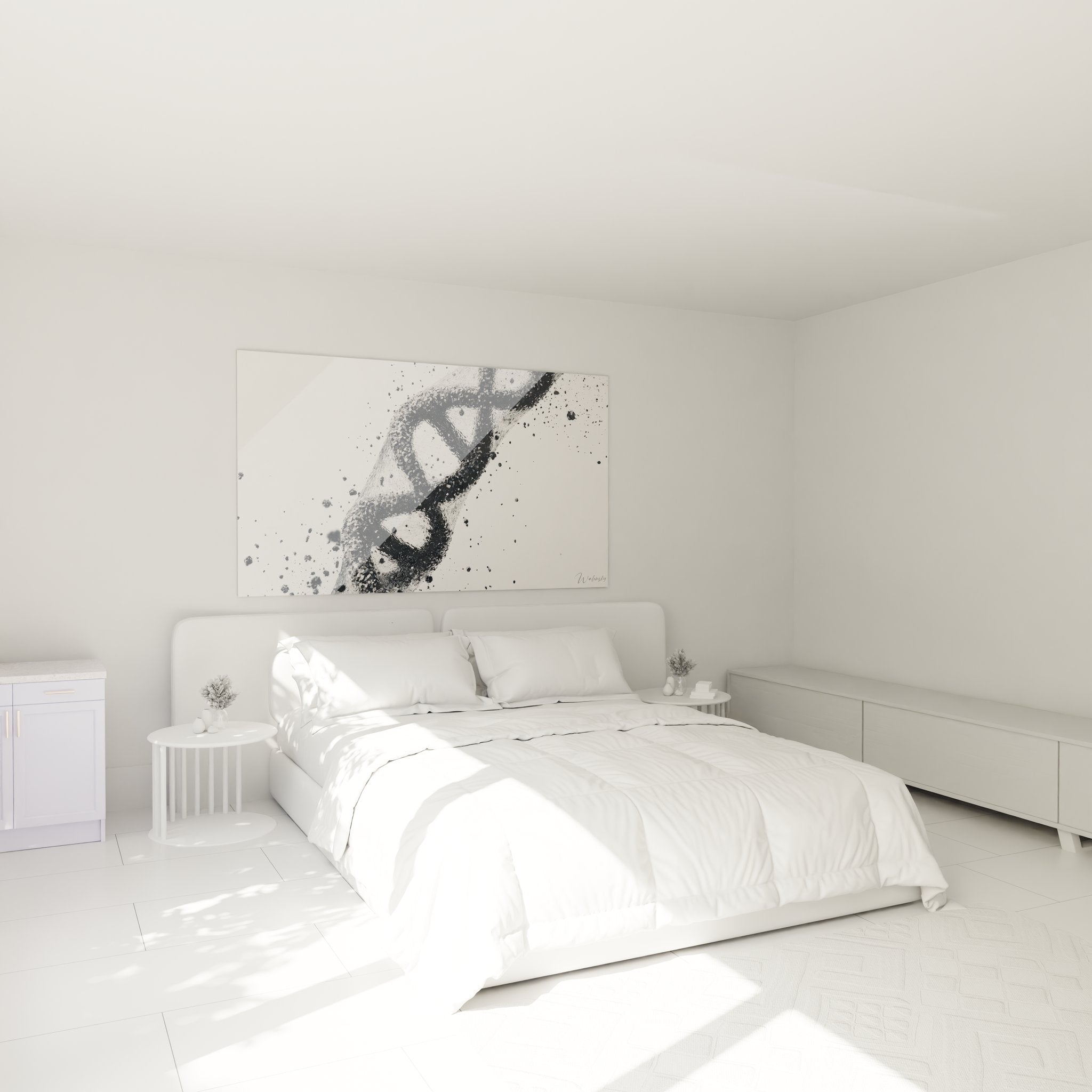 Tableau ADN hélice génétique ambiance chambre décoration murale scientifique moderne