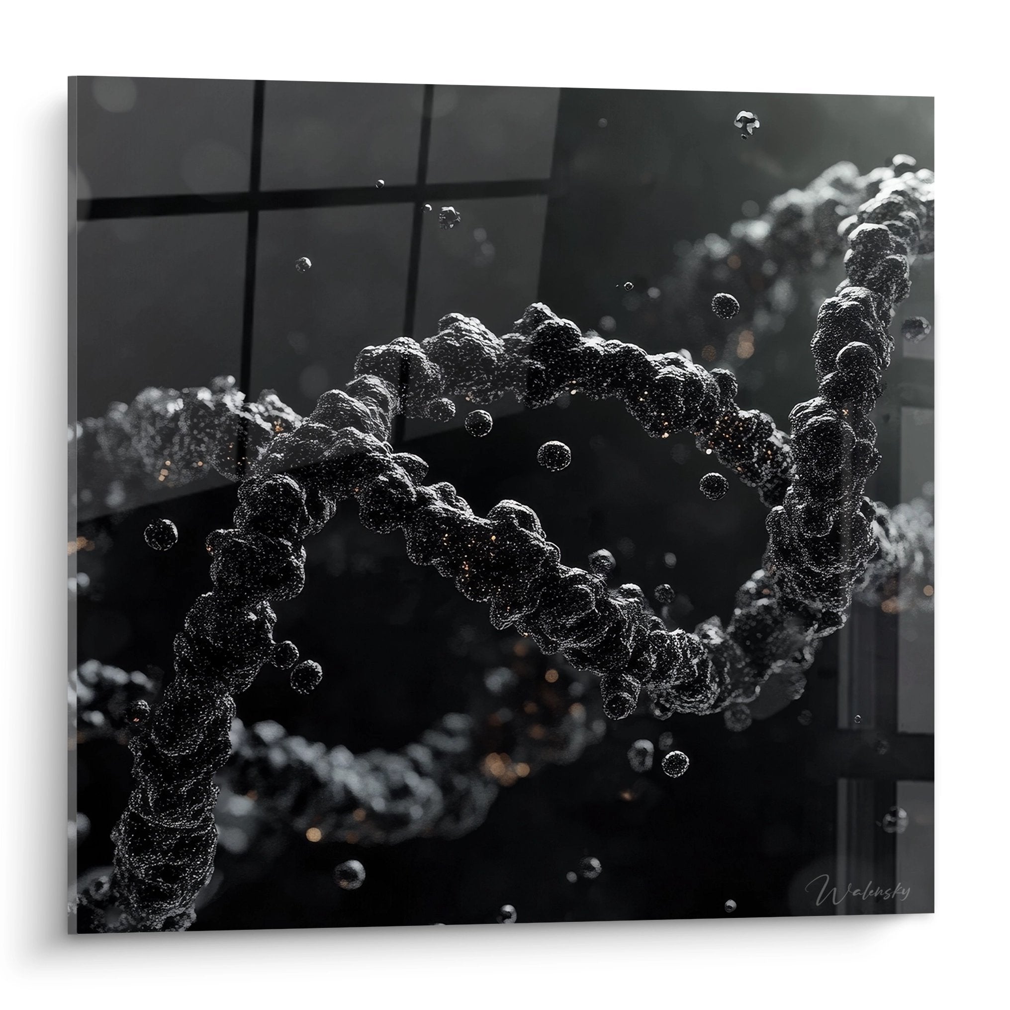 Tableau mural ADN noir blanc hélice génétique moderne art contemporain décoration