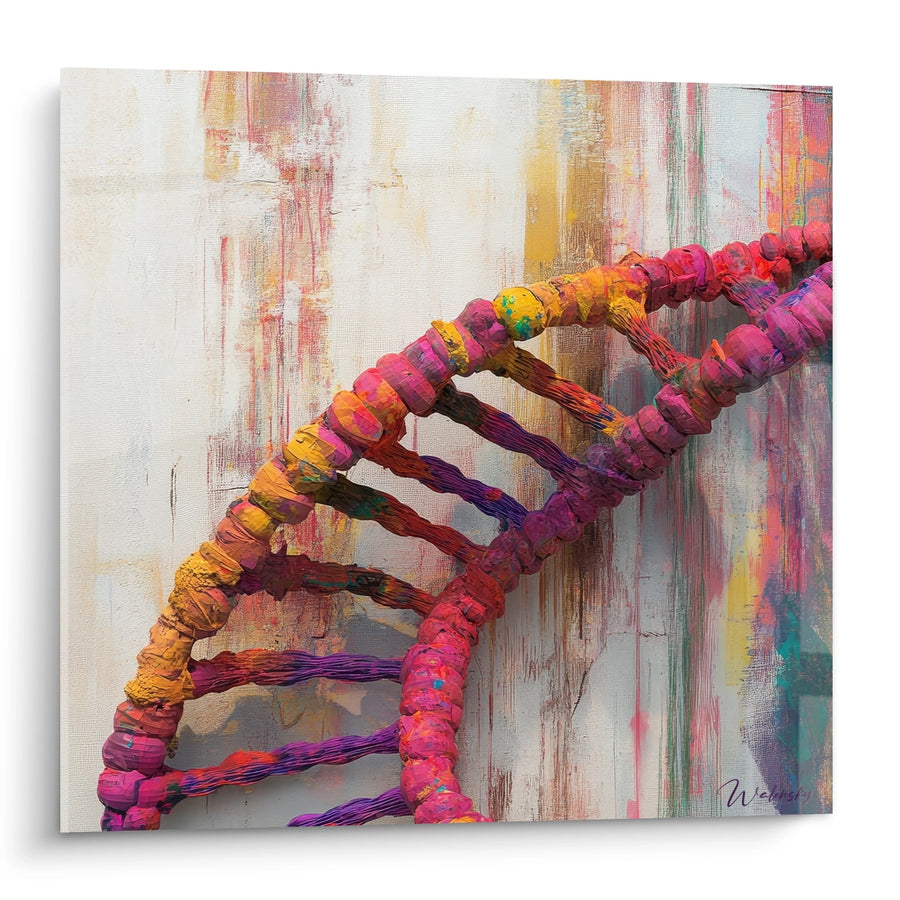 Tableau ADN hélix coloré - Spirale génétique abstraite - édition adn