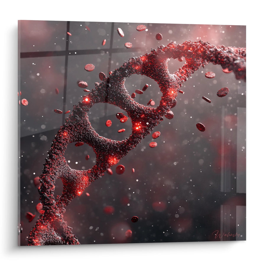 Tableau hélice ADN rouge - Code Génétique Lumineux - édition adn