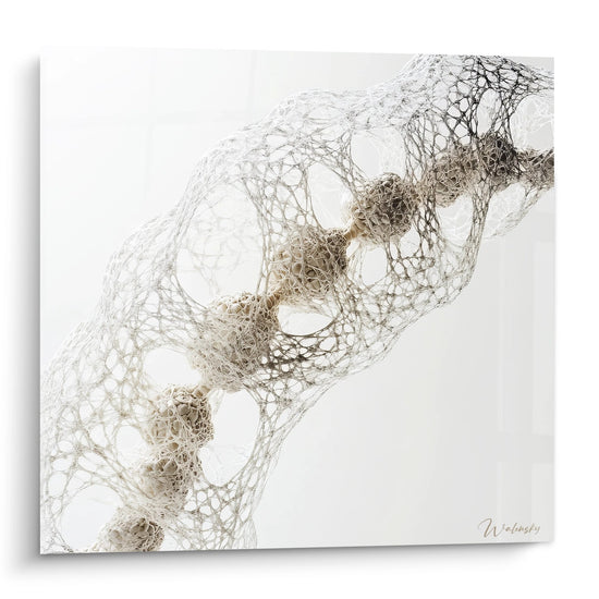 Quadro murale struttura molecolare DNA beige su sfondo bianco arte scientifica moderna