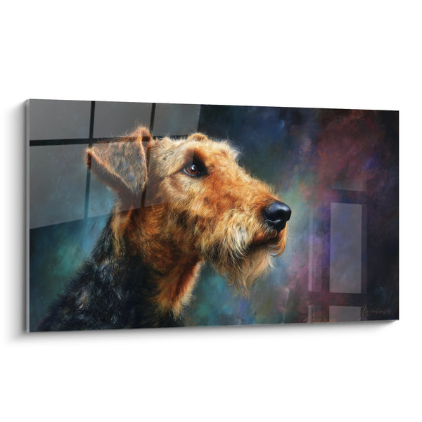 Cuadro Retrato de Terrier con Tonos Cobre - Mirada Contemplativa - Edición Airedale Terrier