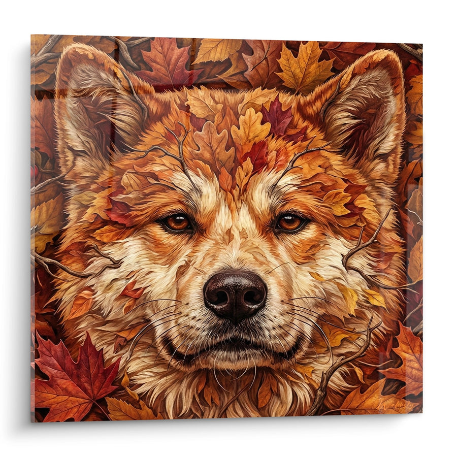 Tableau Akita Inu Automnal aux Yeux Dorés - Camouflage Saisonnier - Edition Akita Inu