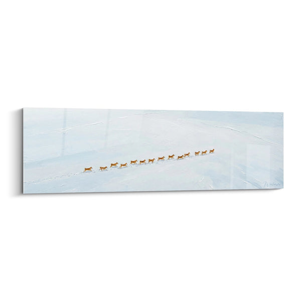 Tableau Meute de Chiens Traversant la Neige - Migration Hivernale - Edition Akita Inu