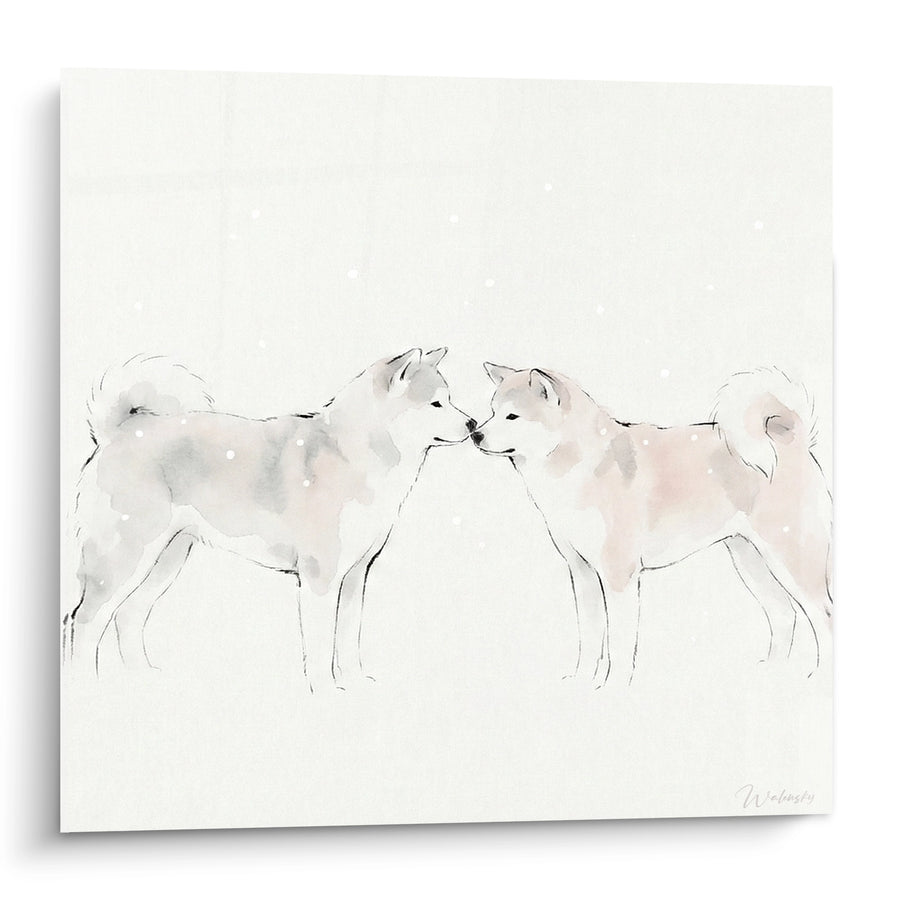 Quadri Due Akita Inu Rosei e Grigie Musi Unite - Teneri Ritrovi - Edizione Akita Inu