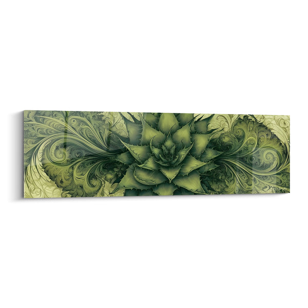 Tableau Aloe vera vert olive à volutes symétriques - Symétrie botanique - Edition Aloe vera