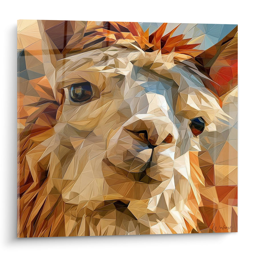 Tableau Alpaga beige et ocre facettes géométriques - Éclat cristallin - Edition Alpaga