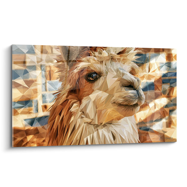 Tableau Alpaga fauve et ocre aux facettes géométriques - Éclat andin - Edition Alpaga
