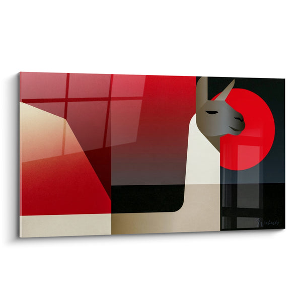 Tableau Alpaga rouge et noir géométrique - Silhouette graphique - Edition Alpaga