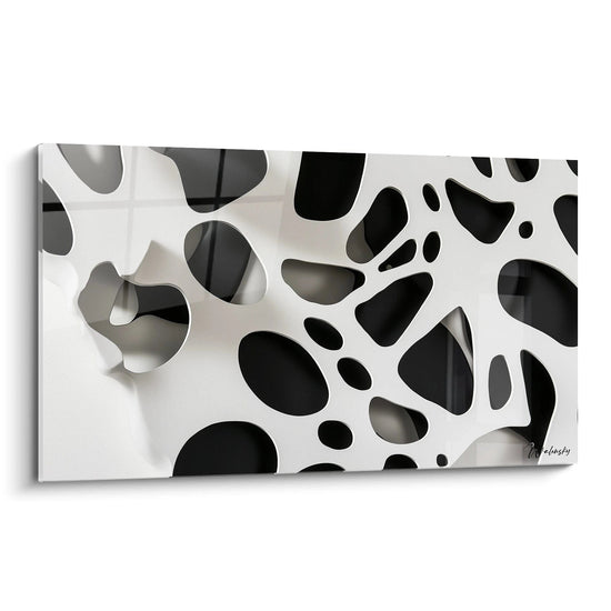 Tableau tacheté noir et blanc de Walensky avec motifs abstraits et textures modernes