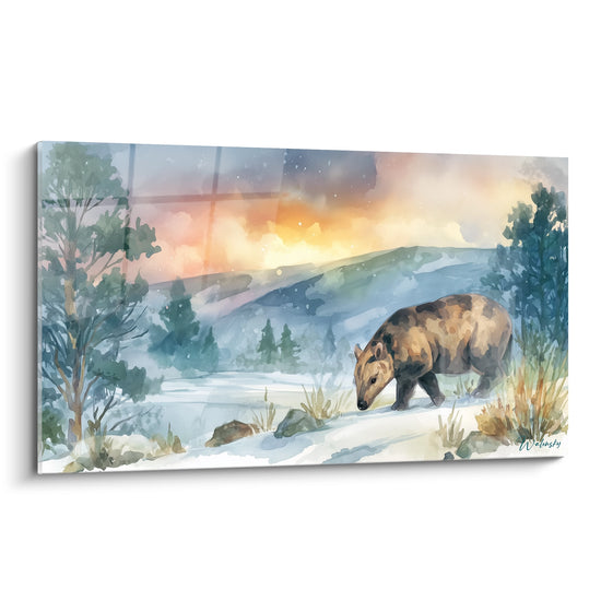 Tableau Andrewsarchus Paysage Hivernal - Géant Préhistorique dans la Neige - édition Andrewsarchus