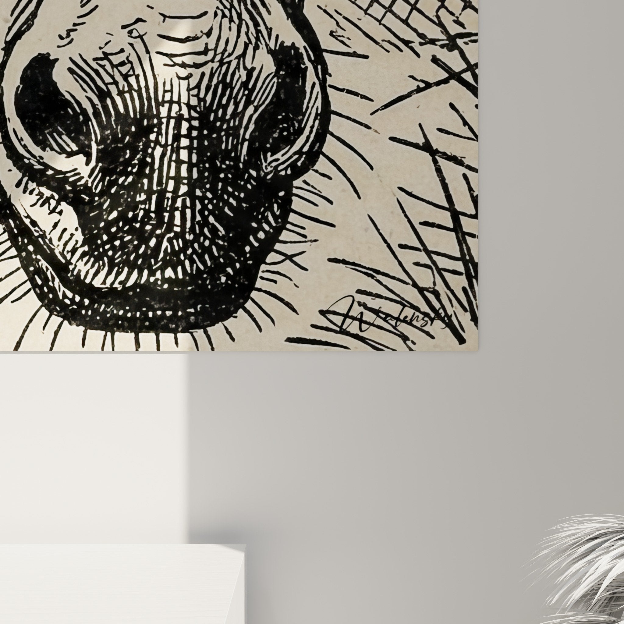 Eselporträt-Kunstdruck im Stil einer klassischen Gravur, moderne Inneneinrichtung