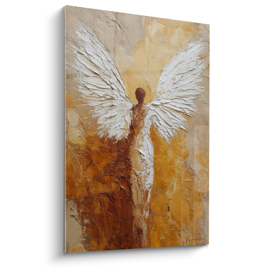 Tableau Ange aux Ailes Blanches sur Fond Doré - Élévation Spirituelle - Edition Feng shui Centre Terre