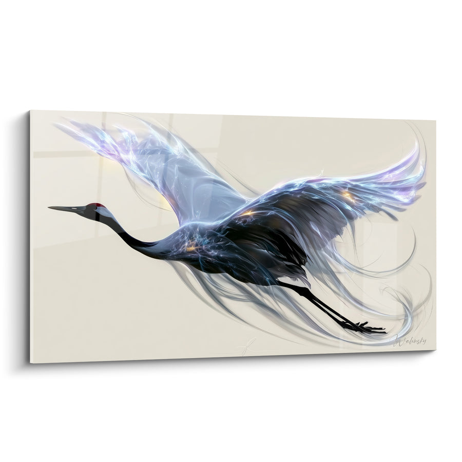Cranes in Flight with Translucent Wings - Ethereal Flight - Spectral Animals Edition