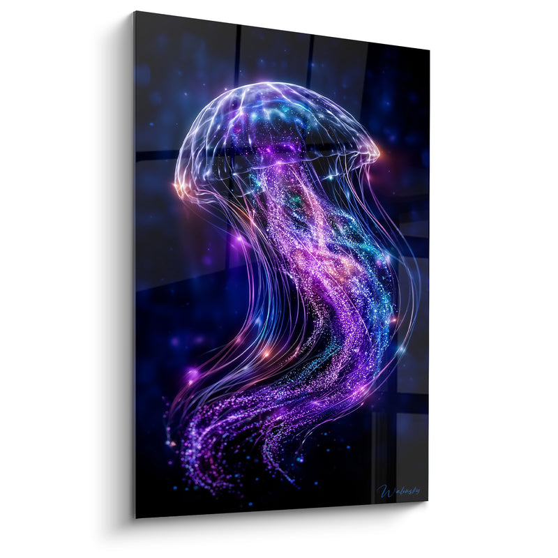 Tableau Méduse violette aux tentacules étoilés - Dérive céleste - Edition Animaux spectraux