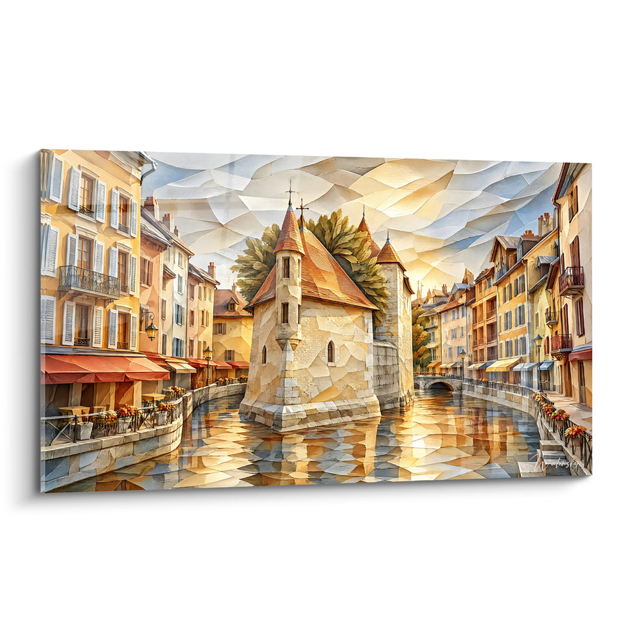 Tableau Palais de l'Isle doré et ocre - Flânerie dorée - Edition Annecy  Auvergne-Rhône-Alpes  France
