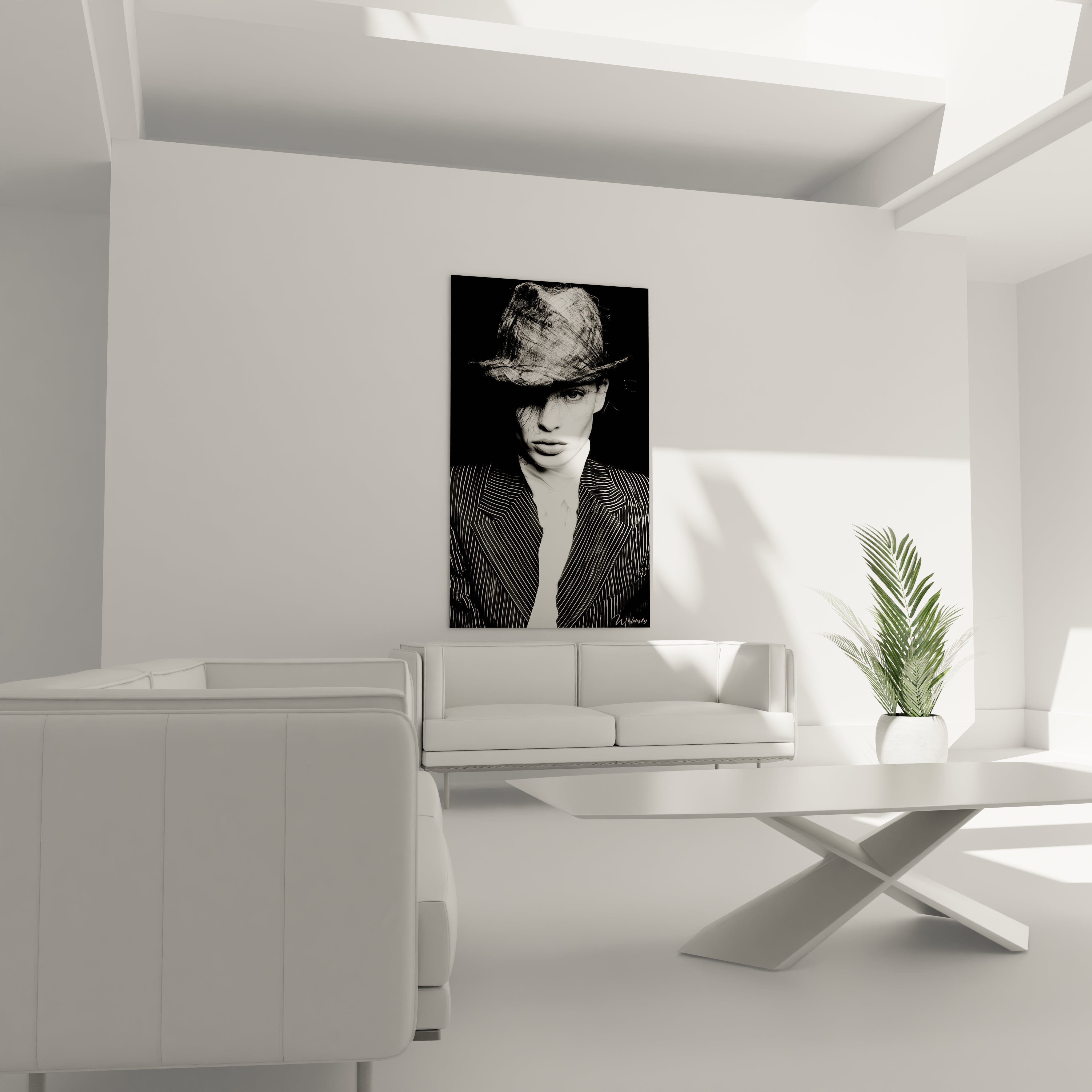 Tableau années 40 représentant une silhouette élégante dans un style noir et blanc pour décoration moderne