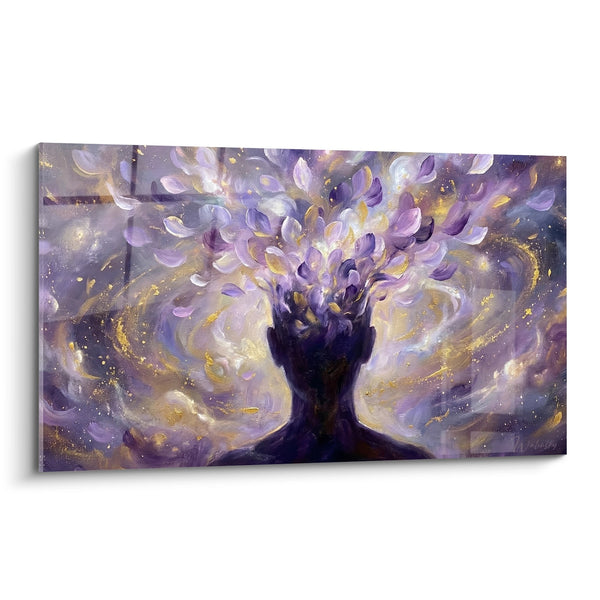 Tabel Boom Kosmisch met Paarse en Gouden Bloembladeren - Spirituele Ontluiking - Editie Chakras