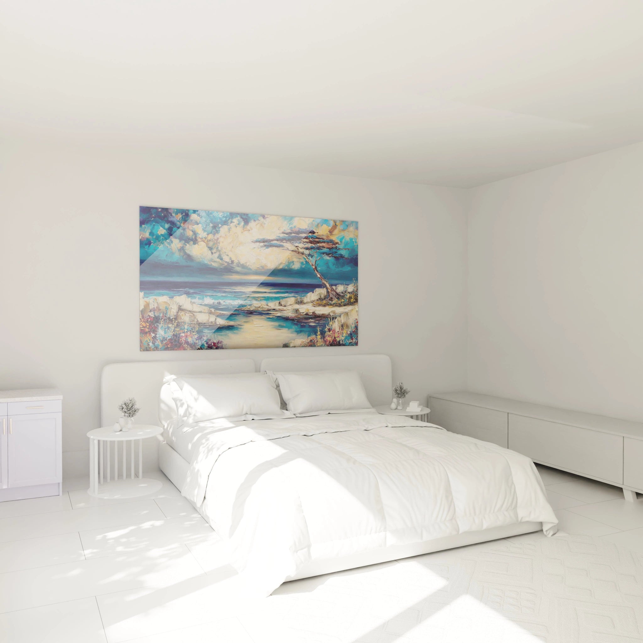 Tableau mural africain paysage avec des couleurs vives pour décorer un intérieur moderne