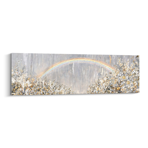 Tableau Arc-en-ciel doré sur champ argenté - Éclaircie dorée - Edition Arc en ciel
