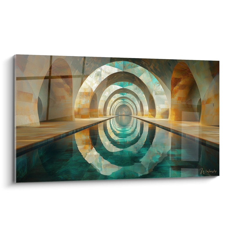 Silent Arch Teal Wall Art - geometric abstract edition