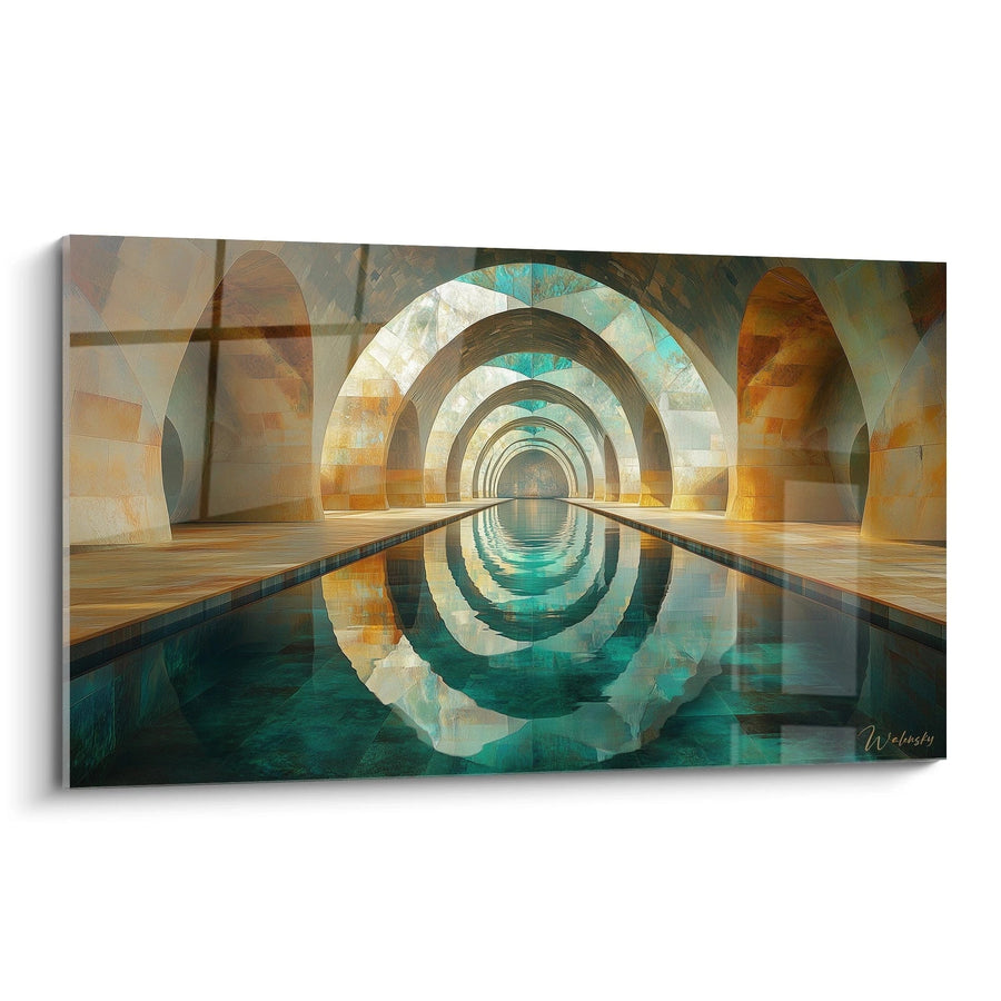 Tableau Arche Silencieuse Teal - édition géométrique abstrait
