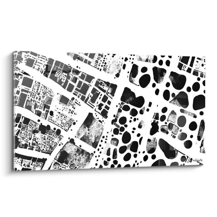 Tableau Archipel Géométrique - édition tacheté noir et blanc