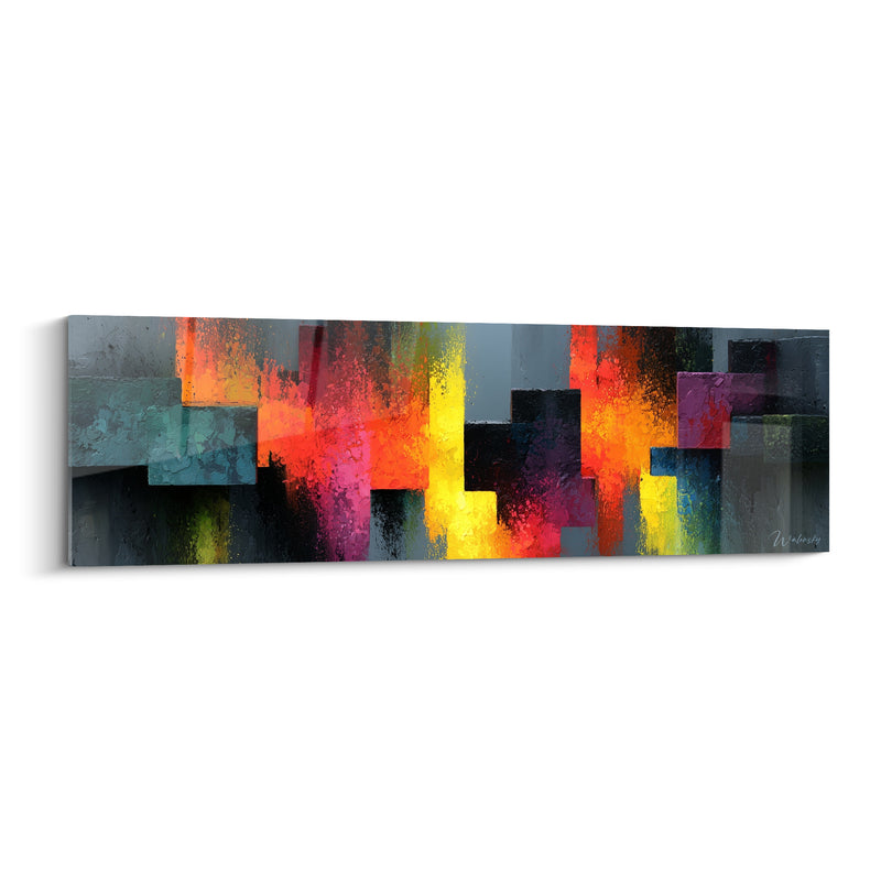 Urban Silhouettes in Anthracite and Saffron Tones - Nocturnal Glows - Abstract Architecture Edition