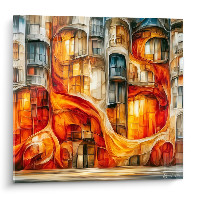 Gemälde Schmelzfassade Orange und Blau Stahl - Urban Fusion - Edition Architektur Abstrakt