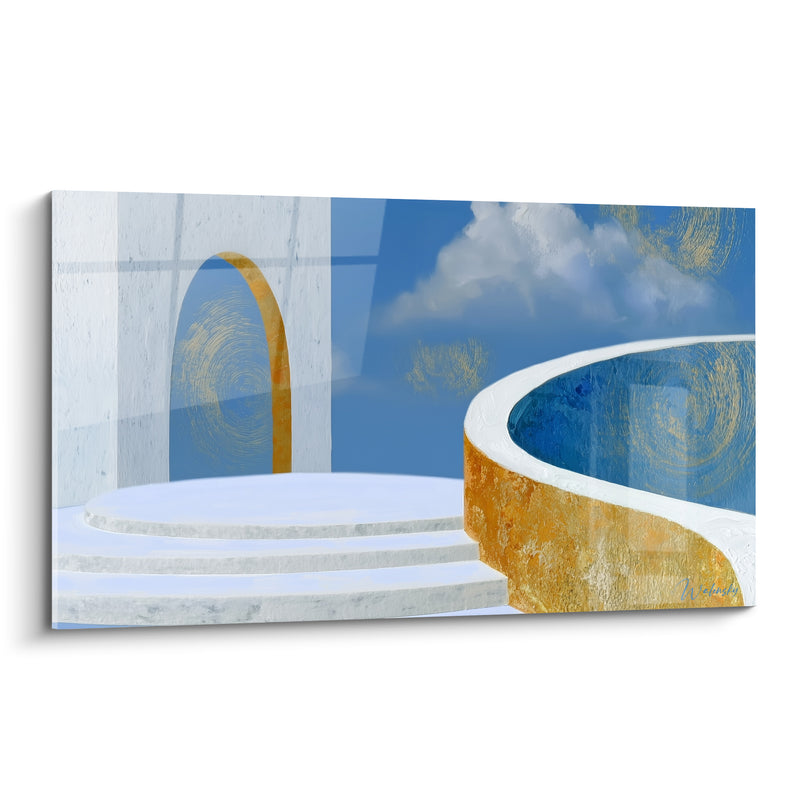 White Arch with Golden Curves - Celestial Escape - Abstract Architecture Edition