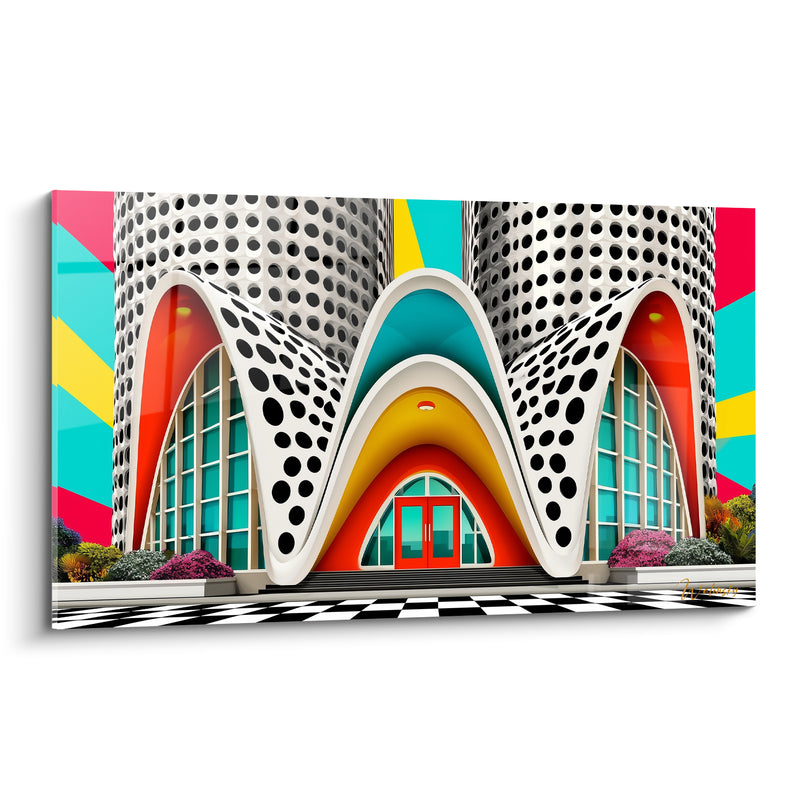 Painting Wavy Facade Black Dots and Bright Red - Fairy Portal - Architecture Abstract Edition