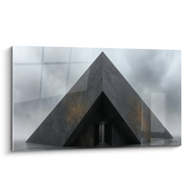 Pyramidenbild anthrazit und graue Nebel - Schwelle des Geheimnisses - Architektur abstrakte Edition