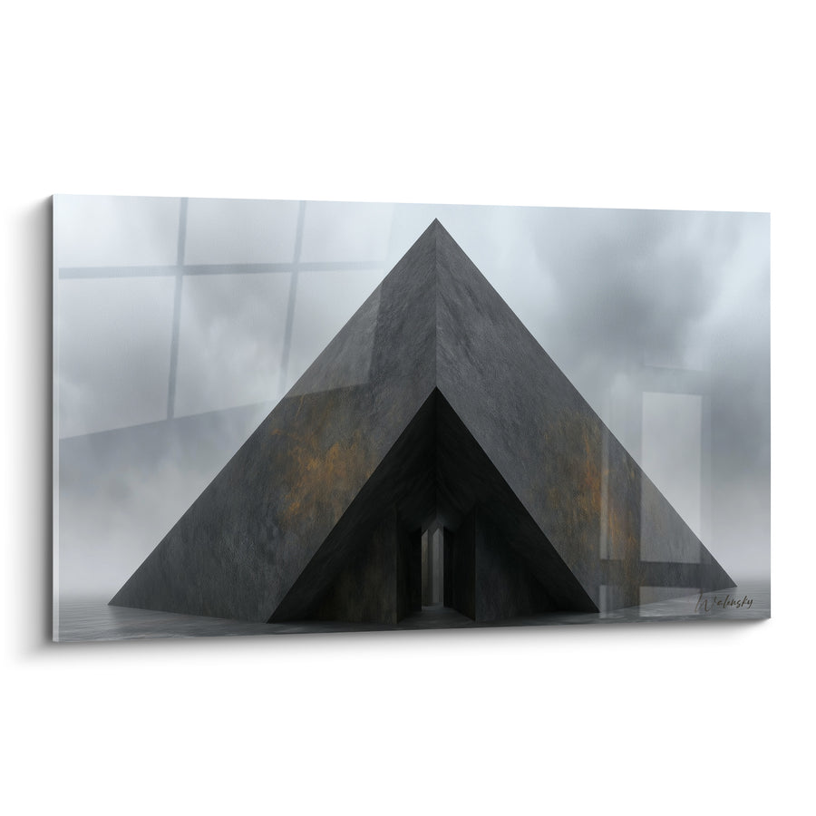 Pyramidenbild anthrazit und graue Nebel - Schwelle des Geheimnisses - Architektur abstrakte Edition