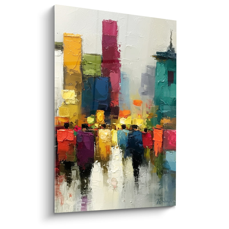 Urban Silhouettes in Tawny and Turquoise Shades - City Walk - Abstract Architecture Edition