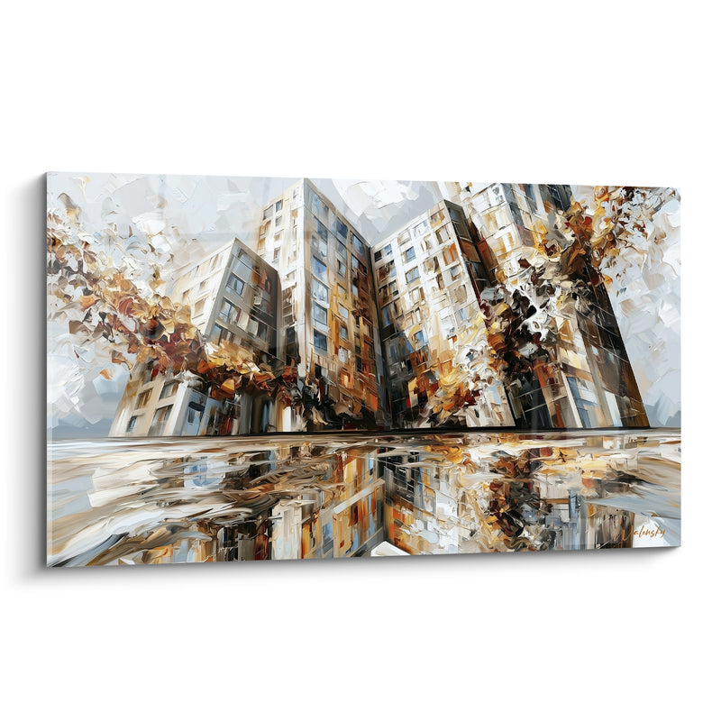 Golden Buildings with Grey Reflections - Urban Reflection - Abstract Architecture Edition