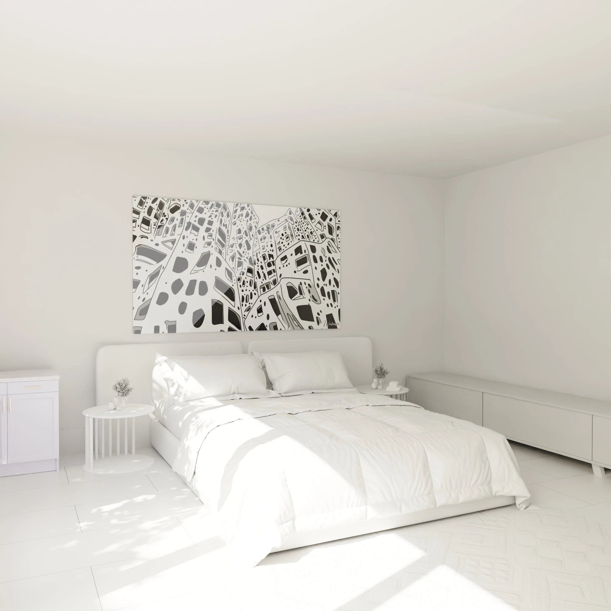 Tableau tacheté noir et blanc de Walensky, idéal pour décorer une chambre moderne