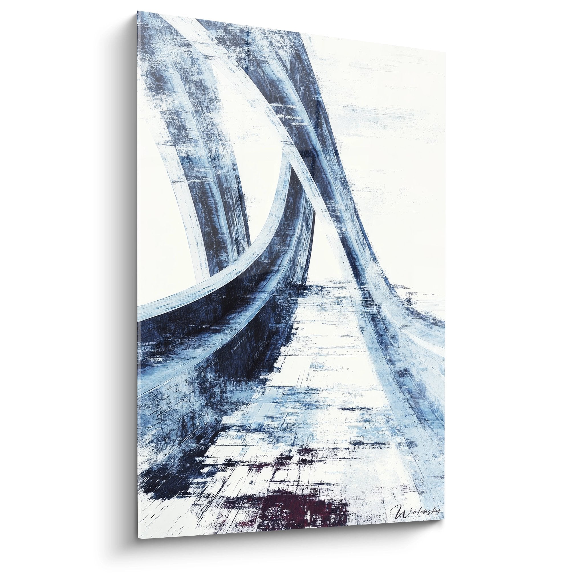 Tableau mural architecture moderne avec structures urbaines bleues et blanches style contemporain