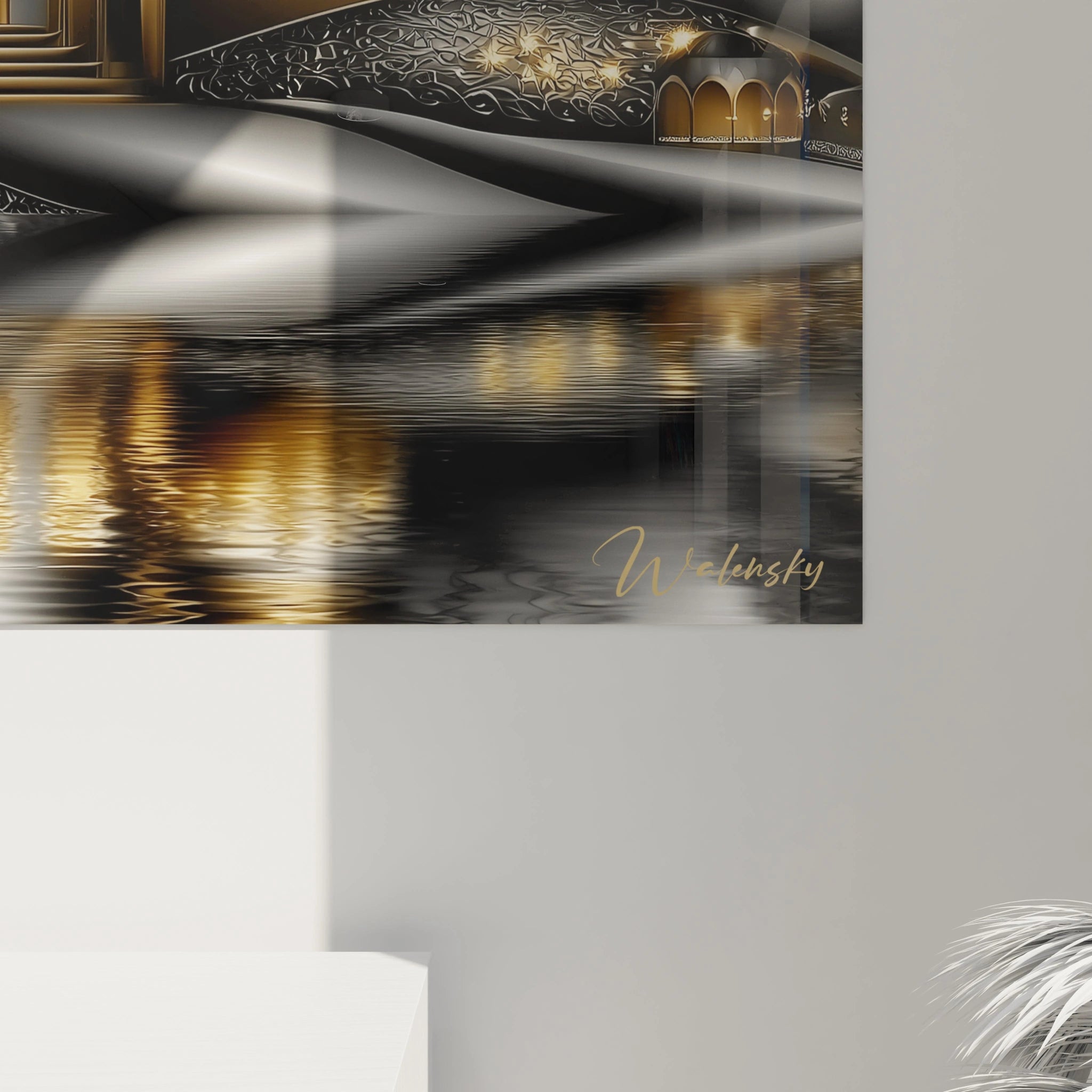 Vue ensemble tableau mural palais oriental dômes dorés minarets art islamique